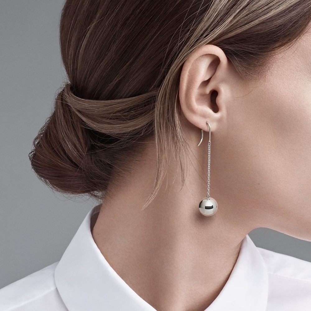 RARE! Tiffany & Co. Sterling Silver 10mm HardWear Ball Dangle Drop Hook Earrings